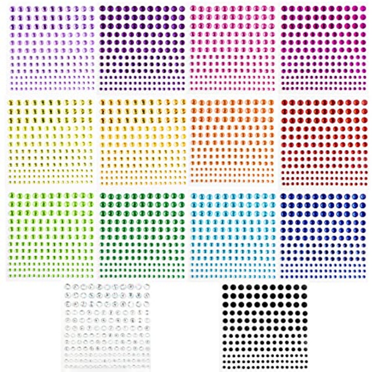 2310 PCS Self Adhesive Rhinestone Gem Stickers for Face Nail Body Makeup  Festival,4 Size 14 Sheets Bling Jewels Stickers for Kids DIY Craft Card  Decorations